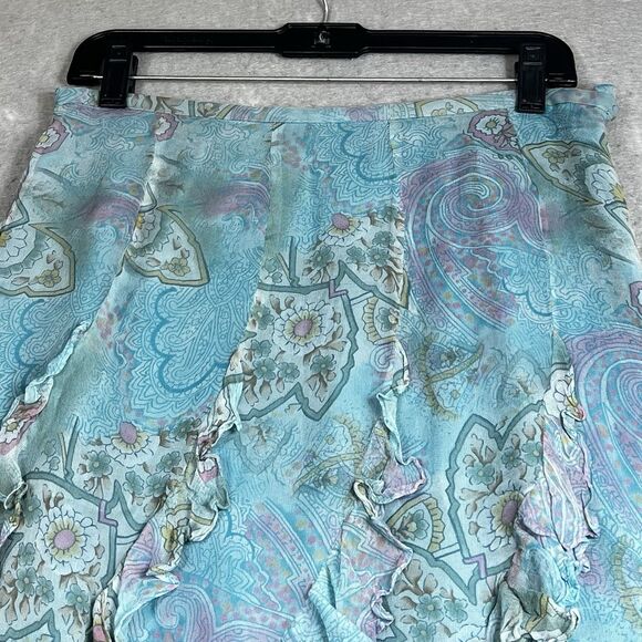 VTG Ice Midi Skirt Womens 10 Sheer Mesh Asymmetrical Fairy Grunge Boho Silk - Picture 2 of 13